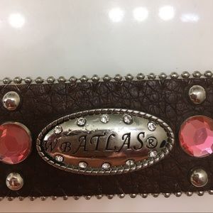 NWOT Brown Leather Western belt with rhinestones